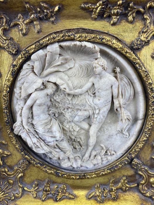 EDWARD WILLIAM WYON (English, 1811-1855) a relief carved marble plaque, signed, in ornate gilt - Image 2 of 7