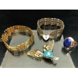 Various jewellery to include a silver hallmarked five bar gate bracelet and a Similar gold