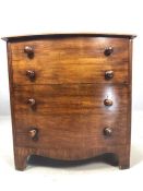 Victorian mahogany commode/bedside cabinet disguised as a small bow fronted chest of drawers, approx