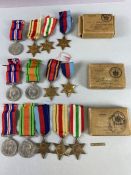 Collection of Boxed O.H.M.S medals WWII medals (3 sets)
