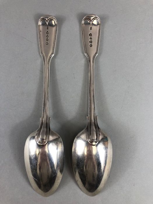 Pair of Victorian Sterling Silver hallmarked serving spoons dated 1846 & 1847 by maker Chawner & - Image 3 of 9