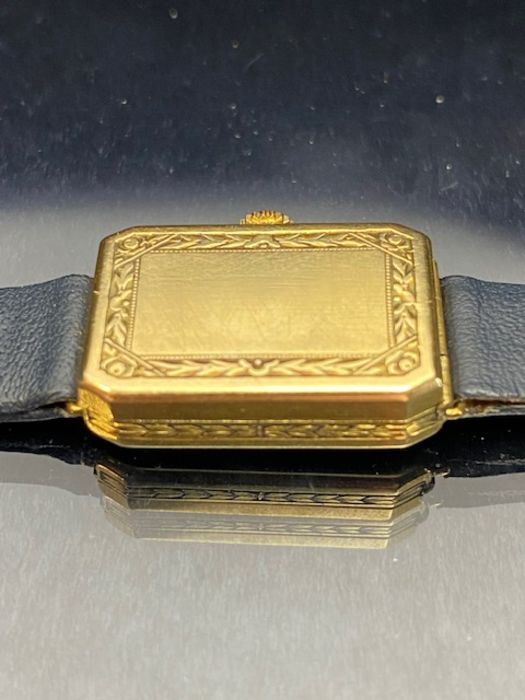 14ct Gold cased Art Deco style wristwatch, case and movement marked for The York Watch Company and - Image 3 of 18