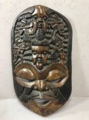 Tribal Interest: large South African hand carved wooden mask, approx 83cm in height