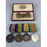 Medals: Collection of four WWI medals, trio of medals plus the George V FOR BRAVERY IN THE FIELD