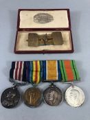 Medals: Collection of four WWI medals, trio of medals plus the George V FOR BRAVERY IN THE FIELD
