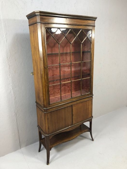 Tall display cabinet on splayed legs with single glazed door cupboard and shelf under, approx 80cm x - Image 2 of 8