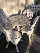 White aluminium bistro-style garden table and four chairs