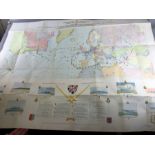 Militaria: DUNKIRK TO BERLIN, map of the journeys undertaken by the Rt. Hon. Winston S. Churchill