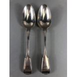 Pair of Victorian Sterling Silver hallmarked serving spoons dated 1846 & 1847 by maker Chawner &