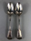Pair of Victorian Sterling Silver hallmarked serving spoons dated 1846 & 1847 by maker Chawner &