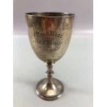 Silver hallmarked trophy or goblet engraved and hallmarked for Sheffield 1901 by maker Roberts &