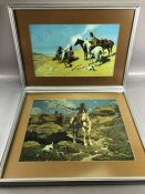 Two framed prints depicting the Old American West: Frank Tenney Johnson 'Ominous Cloud Forms' and