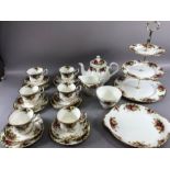 Old Country Roses pattern tea service, to include Royal Albert tea cups and saucers x 6, cake plates