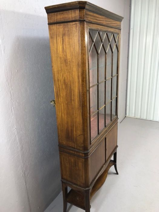 Tall display cabinet on splayed legs with single glazed door cupboard and shelf under, approx 80cm x - Image 5 of 8