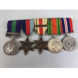 Medals: WWII medal set comprising General Service Medal with Palestine bar awarded to T/ 54381. SJT.