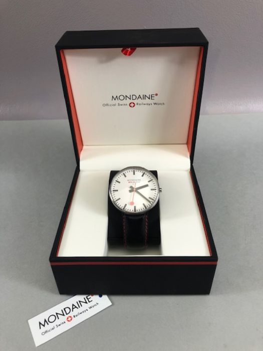 Mondaine Official Swiss Railways watch, in original box with paperwork