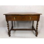 Hall/console table with single drawer on barley twist legs, approx 101cm x 55cm x 75cm