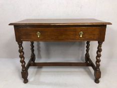 Hall/console table with single drawer on barley twist legs, approx 101cm x 55cm x 75cm