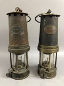 Pair of Miners lamps by 'Patterson Lamps Ltd', G.P.O Gateshead-on-Tyne, each approx 25cm in