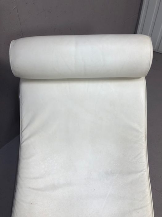 After Le Corbusier - ‘LC4’ adjustable chaise longue, white seat cushion and pillow over tubular - Image 4 of 8