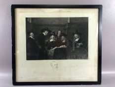 LEOPOLD FLAMENG (1831-1891), engraving 'The Syndics', after REMBRANDT, signed by engraver lower