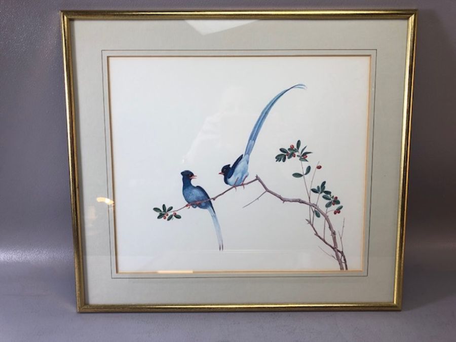 Pair of Chinese framed prints of birds, each approx 36cm x 31cm (inside mount) - Image 3 of 18