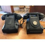 Two Black wind up vintage telephones