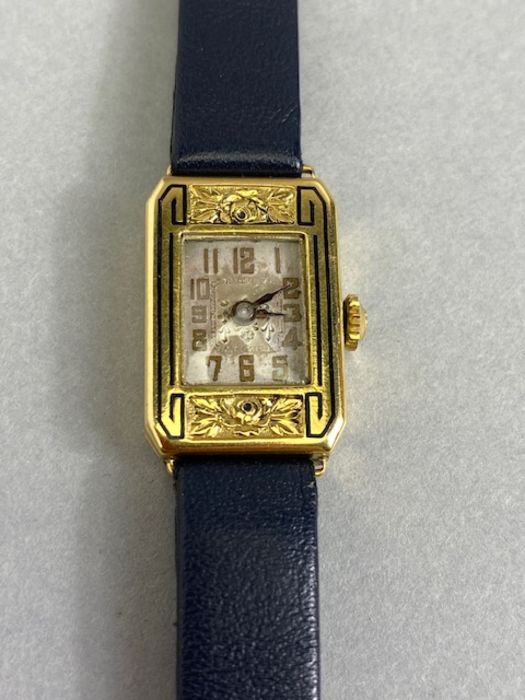 14ct Gold cased Art Deco style wristwatch, case and movement marked for The York Watch Company and - Image 9 of 18