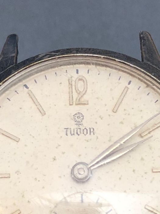 Rolex Tudor champagne dial wristwatch with subsidiary dial and stainless steal case (winds and - Image 3 of 5