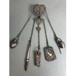 Victorian hallmarked silver chatelaine clip maker H W King & Son (Henry William King) having moulded
