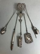 Victorian hallmarked silver chatelaine clip maker H W King & Son (Henry William King) having moulded