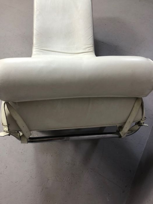 After Le Corbusier - ‘LC4’ adjustable chaise longue, white seat cushion and pillow over tubular - Image 8 of 8