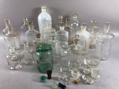 Large collection of Apothecary jars and stoppers