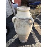 Tall garden four handle amphora, approx 78cms tall