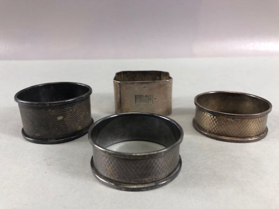 Collection of four silver hallmarked napkin rings total weight approx 55.5g - Image 2 of 14