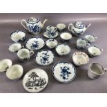 Collection of 18th and 19th Century porcelain Worcester teawares, to include Herringbone teapot