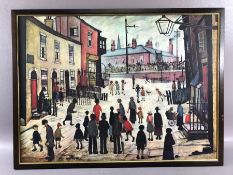 After L S LOWRY, 'A Procession', framed limited edition colour print, 17/82, approx 59cm x 44cm