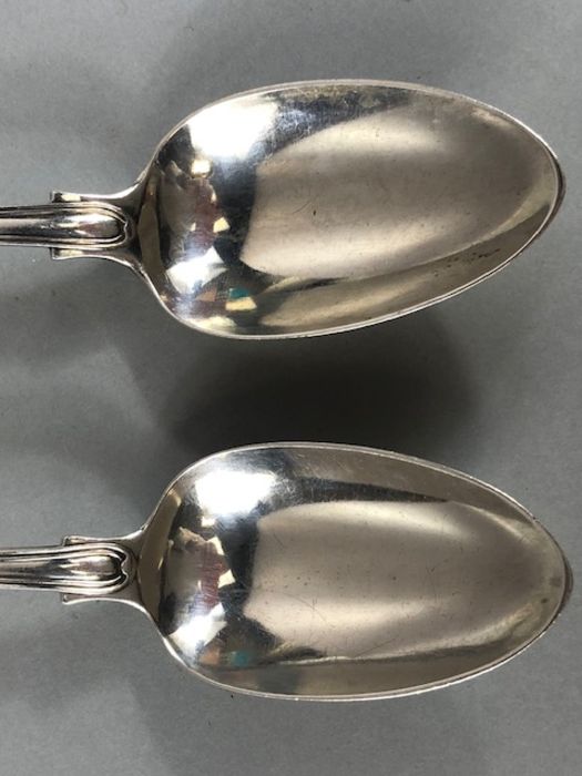 Pair of Victorian Sterling Silver hallmarked serving spoons dated 1846 & 1847 by maker Chawner & - Image 7 of 9