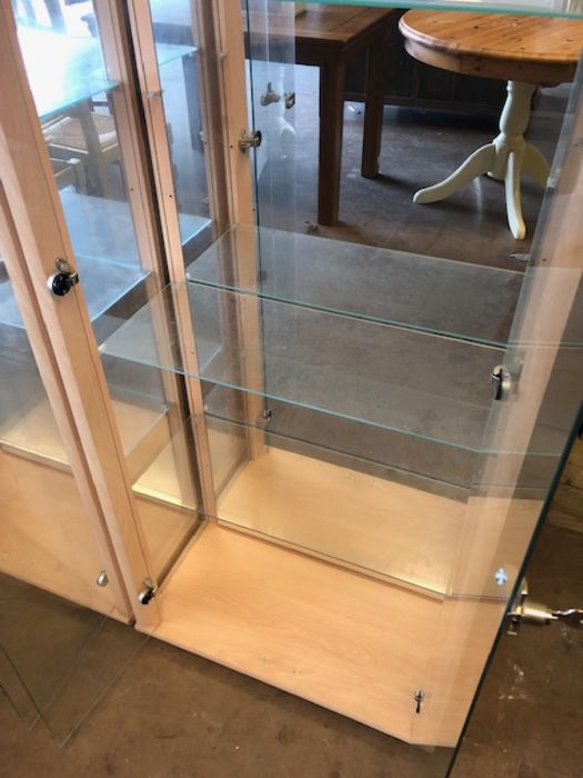 Pair of tall, lockable glass display cabinets, with glass shelves, keys and internal lights, each - Image 10 of 13