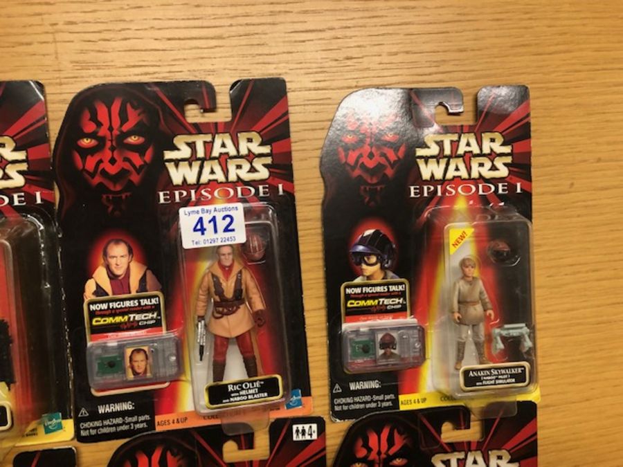 Star Wars Hasbro action figures in original blister packs each with special comm tec chip, "Now - Image 3 of 5