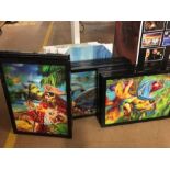 Large collection of framed 3D pictures to include dinosaurs, dolphins, pirates etc