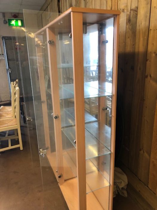 Pair of tall, lockable glass display cabinets, with glass shelves, keys and internal lights, each - Image 11 of 12