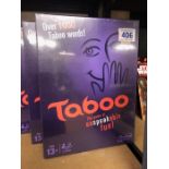 Four boxed wrapped Hasbro Games - "Taboo the Game of Unspeakable Fun", as new