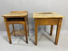 Two side tables or bedside tables, one with drawer, one with shelf under