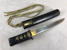 Samarai dagger, Japanese early Edo period Tanto, silver inlaid mounts with Kanzashi hair pin in