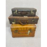 Vintage Luggage: Three leather travelling suitcases, one in snakeskin A/F