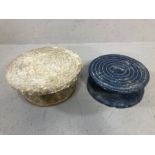 Two metal potters wheels