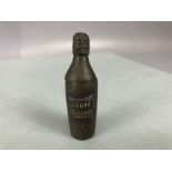 Advertising - an early 20th century metal miniature novelty vesta case, in the form of a bottle of