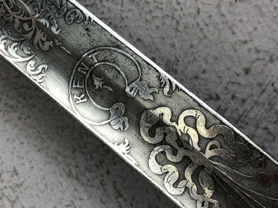 British Victorian 1827 Pattern Officers Sword blade etched DAWSON ROCHESTER etched with crowned VR - Image 11 of 49