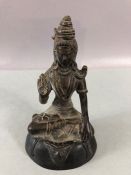 Bronze seated Buddha or Eastern Deity approx 13.5cm tall